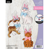 Bucilla Bunny Kitties Felt Applique Ornaments Kit 3/Pkg