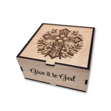 Floral Cross Give it to God Wooden Prayer Box