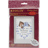 RIOLIS Teddy Bear Boy Birth Announcement Counted Cross Stitch Kit
