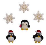 Buttons Galore Flatbacks Embellishments 6/Pkg | Winter Waddlers