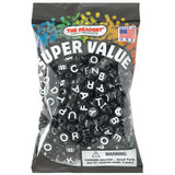 The Beadery Super Value Alphabet Beads 10mm | White on Black