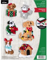 Bucilla Christmas Dogs Felt Applique Ornaments Kit 6/Pkg