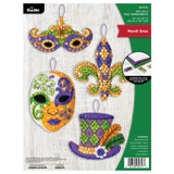 Bucilla Mardi Gras Felt Applique Ornaments Kit 4/Pkg