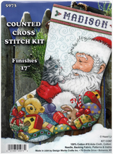 Design Works Santa & Kitten Counted Cross Stitch Stocking Kit