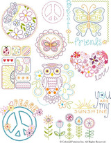 Colonial Patterns Flower Power Iron-On Embroidery Patterns
