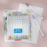 Zebra ClickArt Retractable Felt Tip Marker 12/Pkg | Pastel Colors