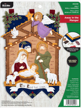 Bucilla Away In The Manger W/Lights Felt Applique Wall Hanging Kit