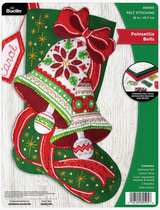 Bucilla Poinsettia Bells Felt Applique Stocking Kit