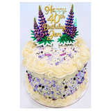 Personalized Purple Lupine Floral Cake Topper - Custom Birthday Cake Decoration