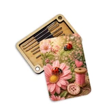 Needle Minder Storage Case - Pink Floral Ladybugs