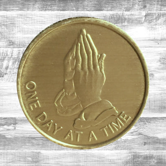 Alcoholics Anonymous AA Praying Hands ODAT Affirmation Coin - Antique Bronze Sobriety Medallion
