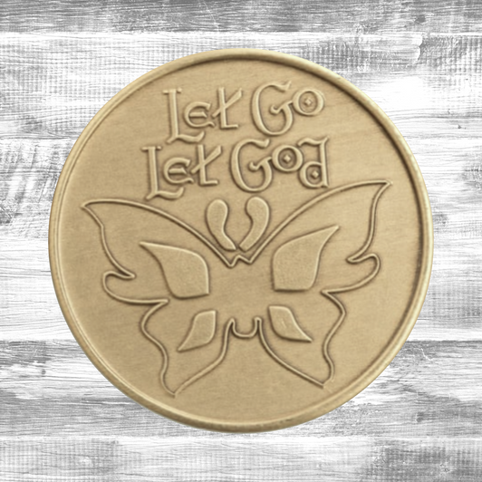 Let Go Let God Butterfly Antique Bronze Coin