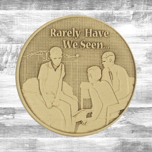 Alcoholics Anonymous AA Man on a Bed Affirmation Coin - Antique Bronze Sobriety Medallion