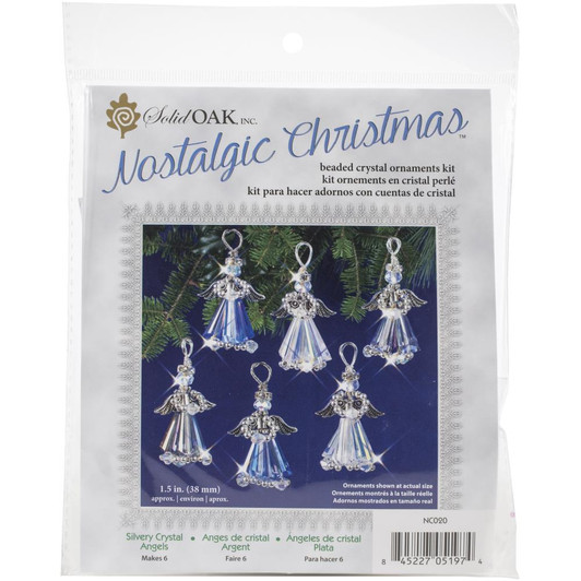 Solid Oak Silvery Crystal Angels Beaded Crystal Ornaments Kit
