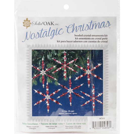 Solid Oak Ruby Snowflakes Beaded Crystal Ornaments Kit