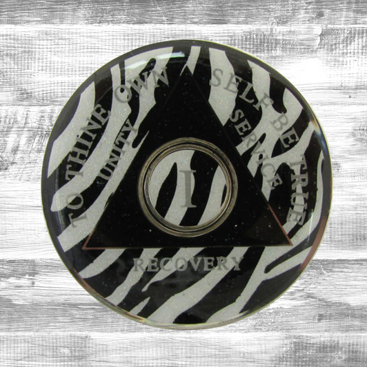 AA Zebra Print Sobriety Anniversary Coin