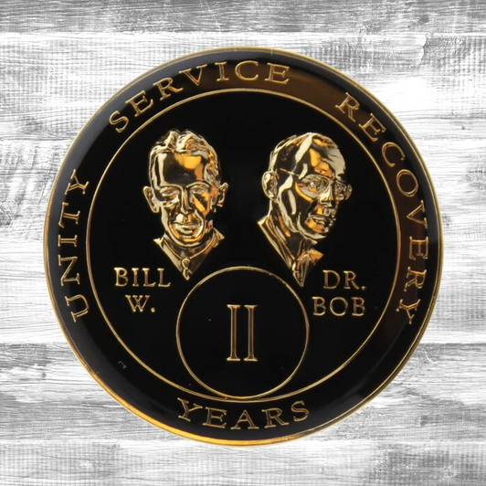 Alcoholics Anonymous (AA) Anniversary Coin – "Founders"  Black Sobriety Medallion