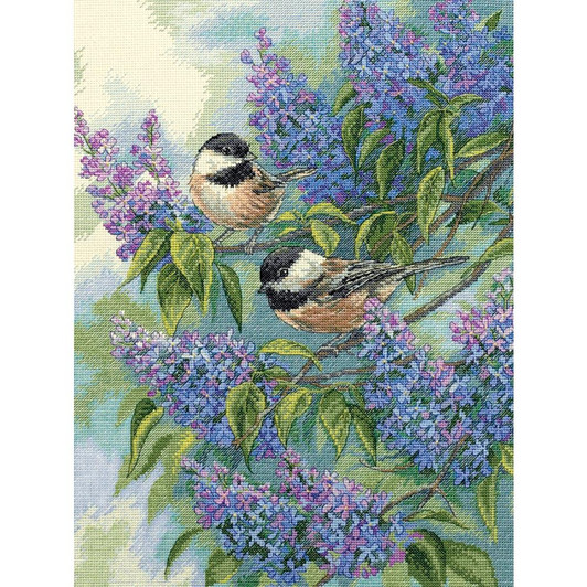 Dimensions Counted Cross Stitch Kit - Chickadees & Lilacs