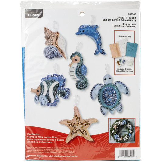 Bucilla Under The Sea Felt Applique Ornaments Kit