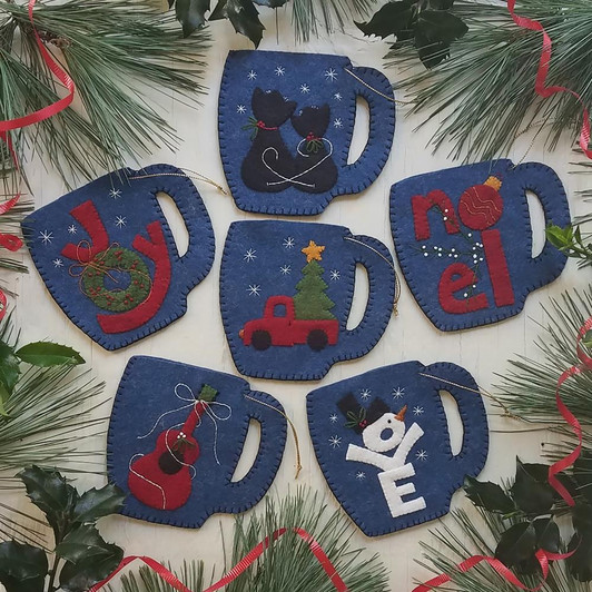 Rachel's Of Greenfield Felt Ornament Kit - Merry Mugs