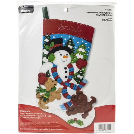 Bucilla Snowman & Puppies Felt Applique Stocking Kit