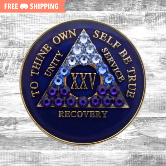 AA Anniversary Coin Medallion |  Crystal Blue Transition