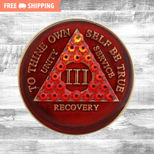 AA Anniversary Coin Medallion | Red Crystal Transition