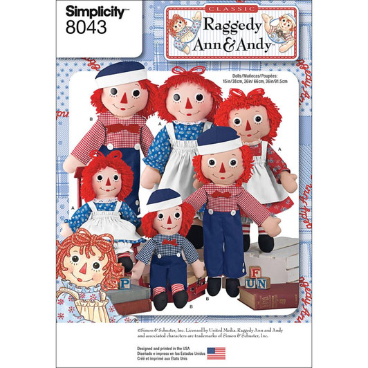 Simplicity Raggedy Ann & Andy Dolls #8043 Pattern