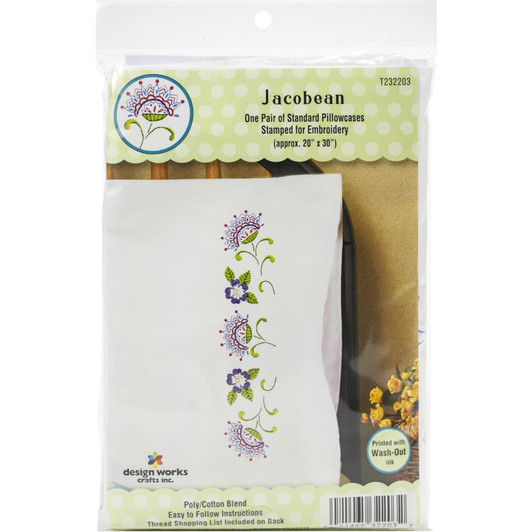 Tobin Stamped For Embroidery Pillowcase Pair - Jacobean