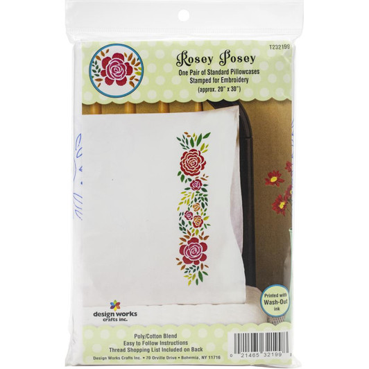 Tobin Stamped For Embroidery Pillowcase Pair - Rosey