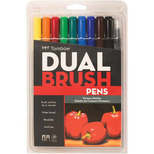 Tombow Dual Brush Pens 10/Pkg - Primary Palette