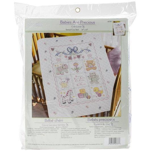 Herrschners Pre-Quilted Barnyard Baby Quilt Stamped Cross-Stitch