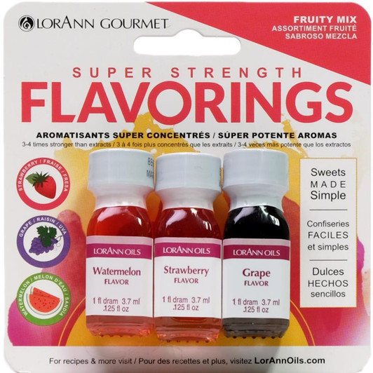 Lorann Oils Fruity Mix Candy & Baking Flavoring .125oz 3/Pkg