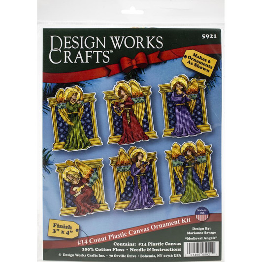 Design Works Medieval Angels Plastic Canvas Ornament Kit