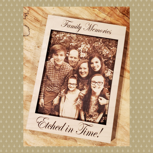Laser Etched Interchangeable Wooden Photo & Frame - 12.5"