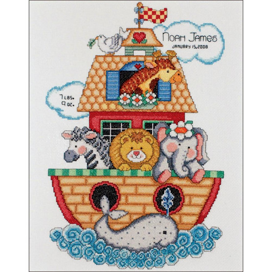 Design Works Counted Cross Stitch Kit - Noah's Ark Birth Record
