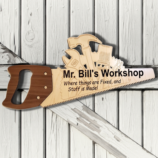 Grandpa / Dad's Ect. Woodshop Saw Laser Wall Plaque