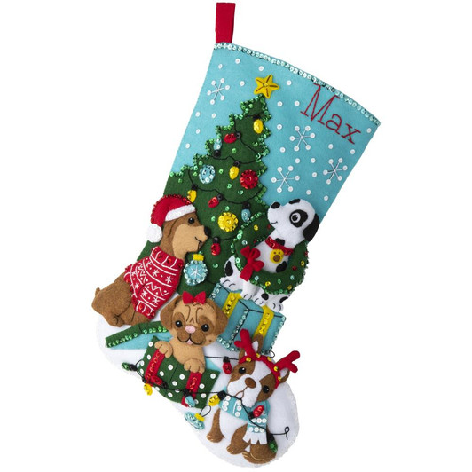Bucilla Christmas Dogs Felt Applique Stocking Kit