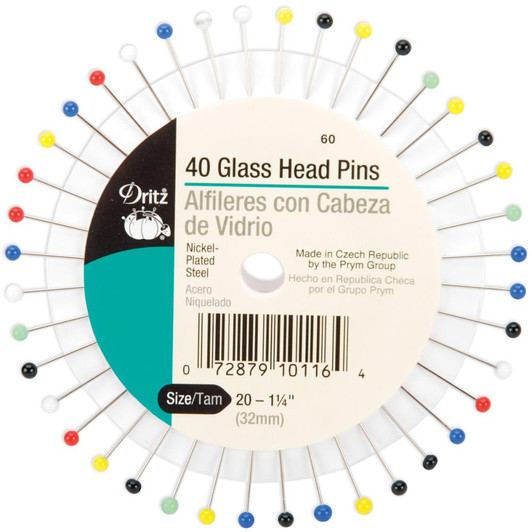 Dritz Glass Head Pins 40/Pkg - Size 20