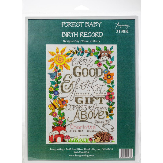Imaginating Forest Baby Birth Record Counted Cross Stitch Kit