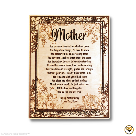 Personalized Mother's Poem Wall Hanging