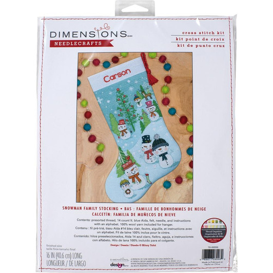 Dimensions Snowman Family Counted Cross Stitch Stocking Kit
