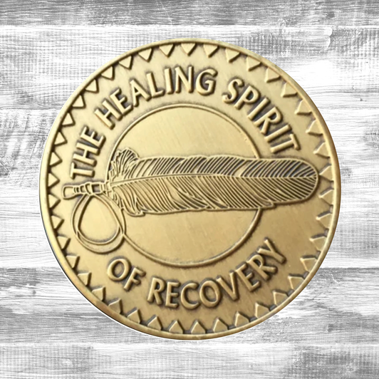 Alcoholics Anonymous AA The Healing Spirit Affirmation Coin - Antique Bronze Sobriety Medallion