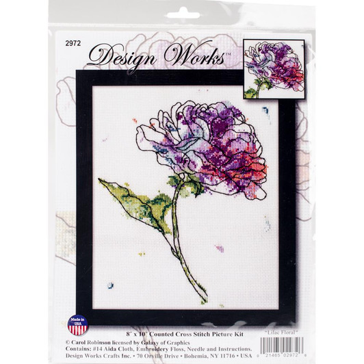 Design Works Lilac Floral Counted Cross Stitch Kit