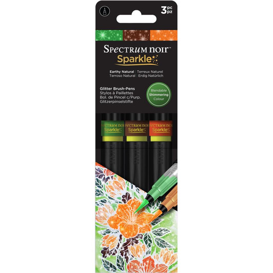 Spectrum Noir Earthy Natural Sparkle Glitter Brush Pens 3/Pkg