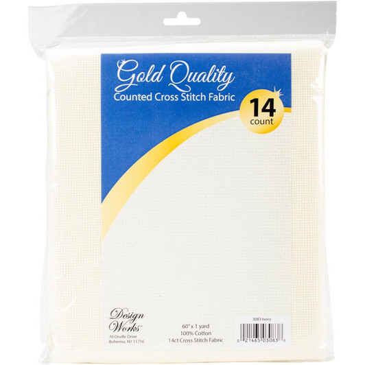 Design Works Ivory Gold Quality Aida Fabric 14 Count 60"X36"