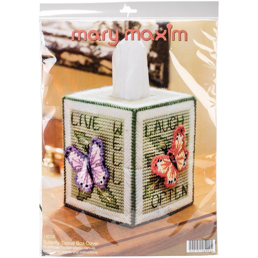 Mary Maxim Butterfly Plastic Canvas Tissue Box Kit