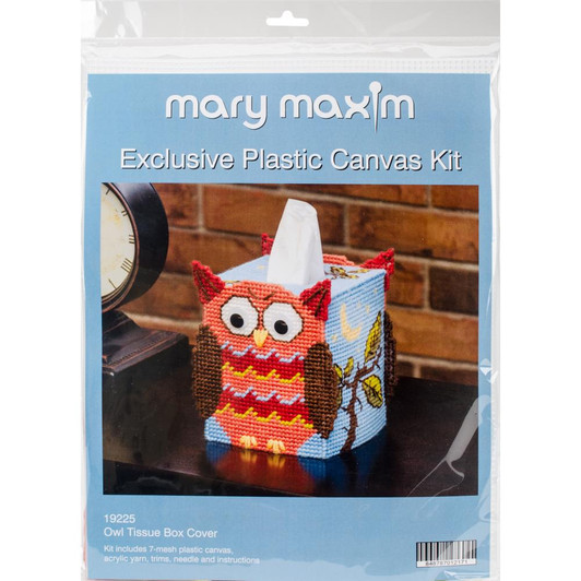 Mary Maxim Owl Plastic Canvas Tissue Box Kit