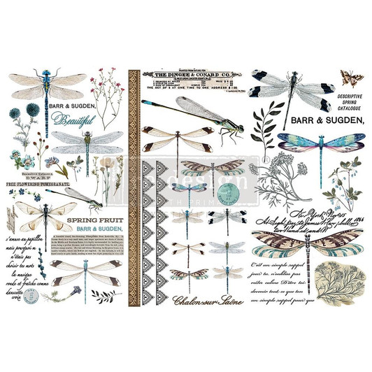Re-Design With Prima Spring Dragonfly Decor Transfers