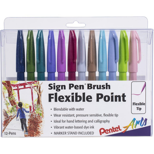 Arts Sign Assorted Pens With Brush Tip 12/Pkg